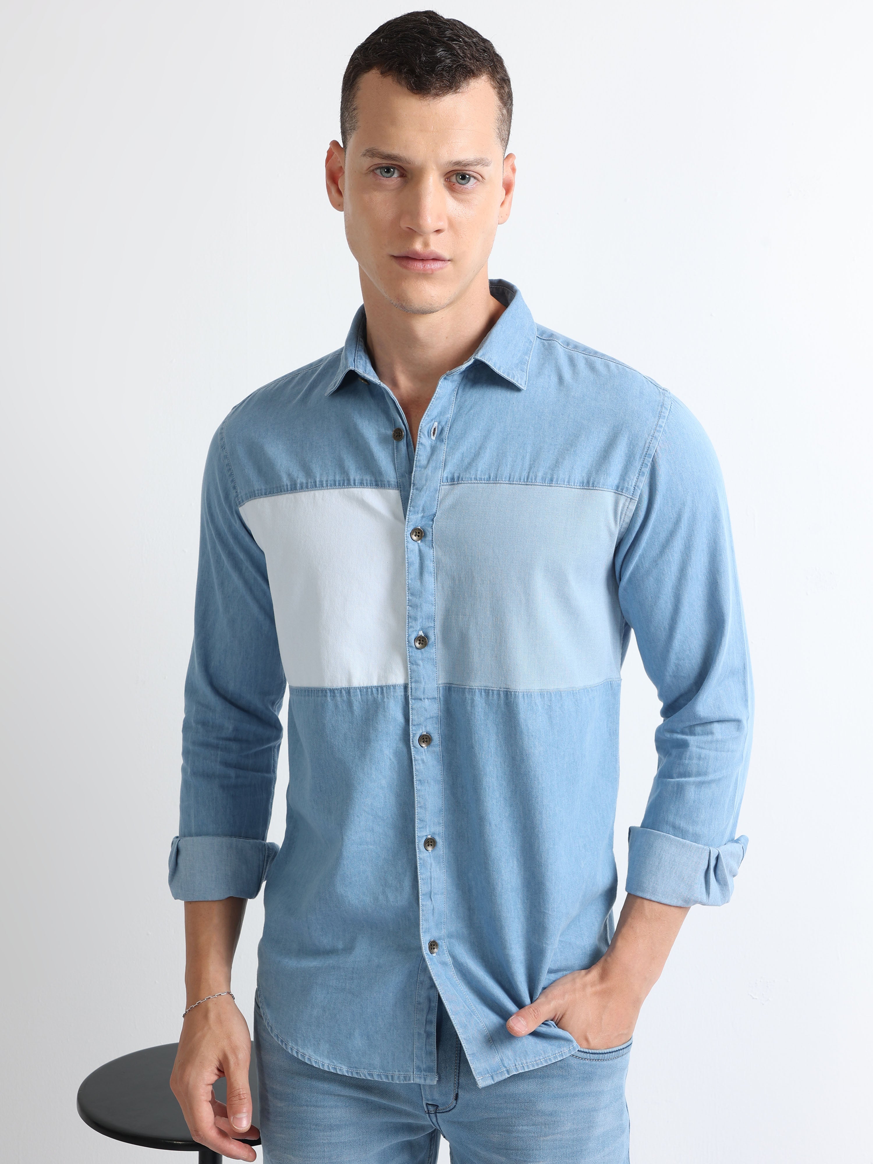 Shop Men's Slidella Light Blue Denim Tailored Shirts - Vitruvien